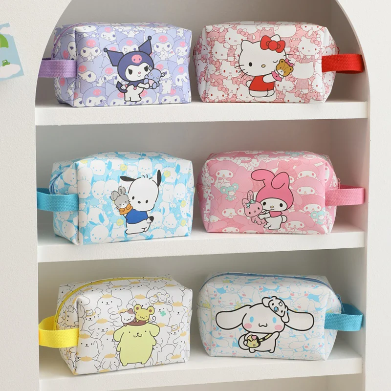 Sanrio Cosmetic Bag Cinnamoroll Kuromi My Melody Pencil Case Coin Purse Makeup Bags Toy Girls Gifts