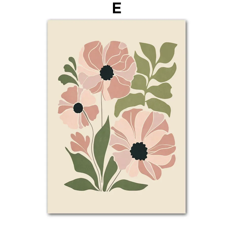 2026 Abstract Flower Market Peony Daisy Leaves Wall Art Canvas Painting Vintage Posters And Prints Picture For Living Room Home
