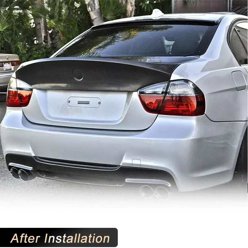 ألياف الكربون سيارة الخلفي الجذع سبويلر أجنحة لسيارات BMW 3 Series E90 M-Sport M3 4-Door 2005-2008 كبير الخلفي سبويلر التمهيد الجناح الشفاه