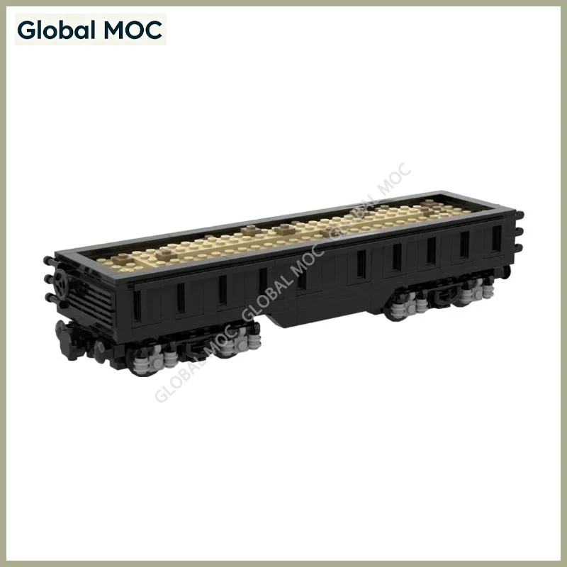 Railway Gondola Freight Car MOC Blocks Open Top Train Cargo Wagon Model, Realistic Railroad Transport Structure