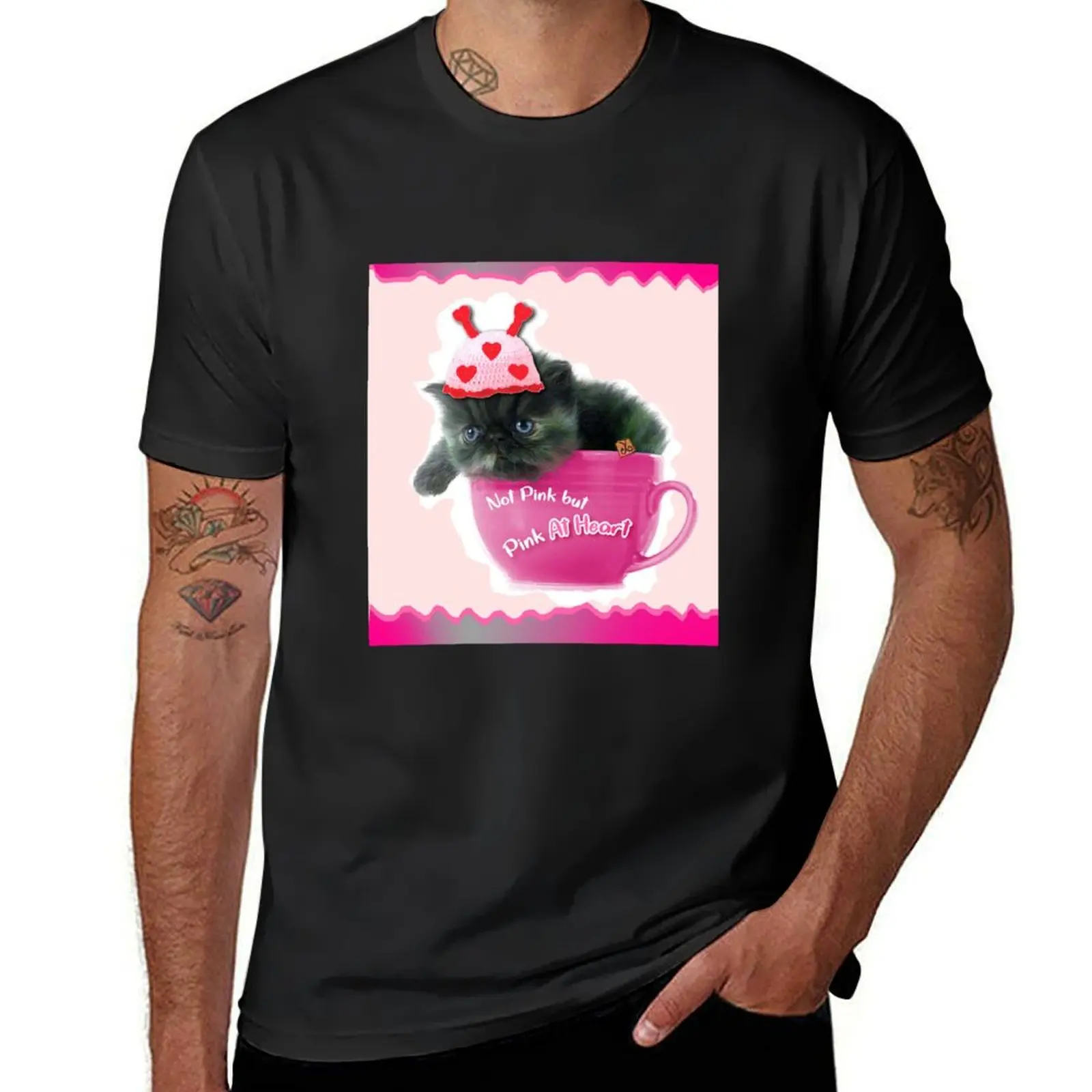 Not Pink but Pink At Heart - Cat (by ACCI) T-Shirt customizeds for a boy plain black t shirts men