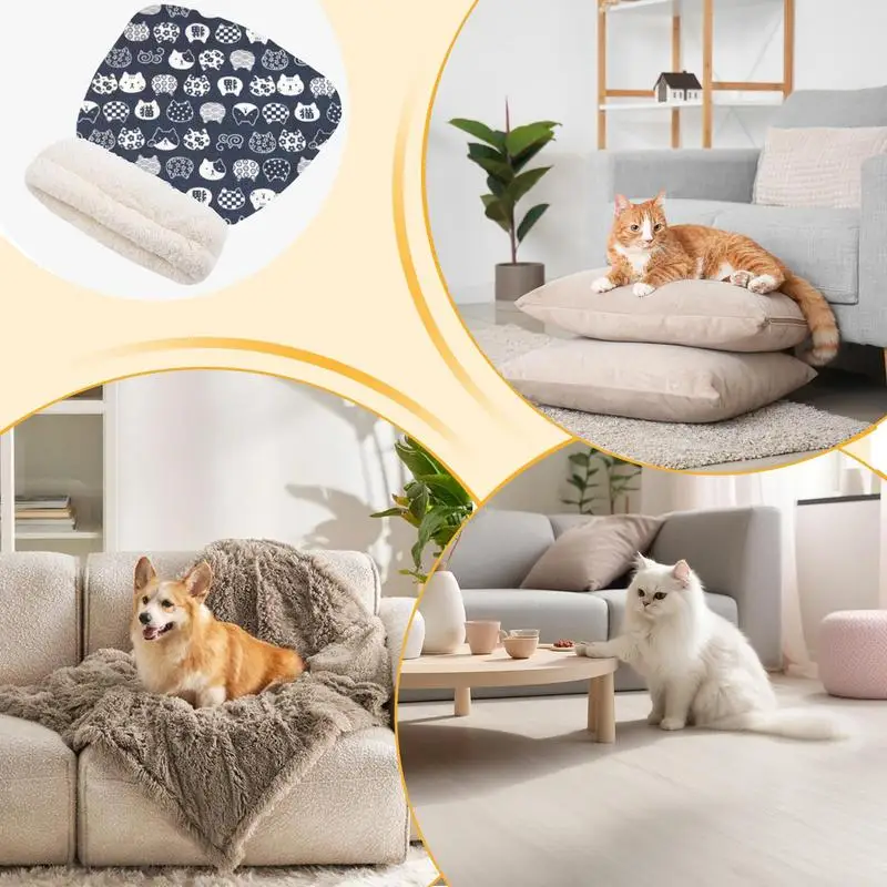 

Кровать для кошек закрытая, теплая, мягкая, милая, плюшевая, ветрозащитная, плюшевая, для кошачьей пещеры, для уличной гостиной, зимы, холодной погоды, семейного котенка