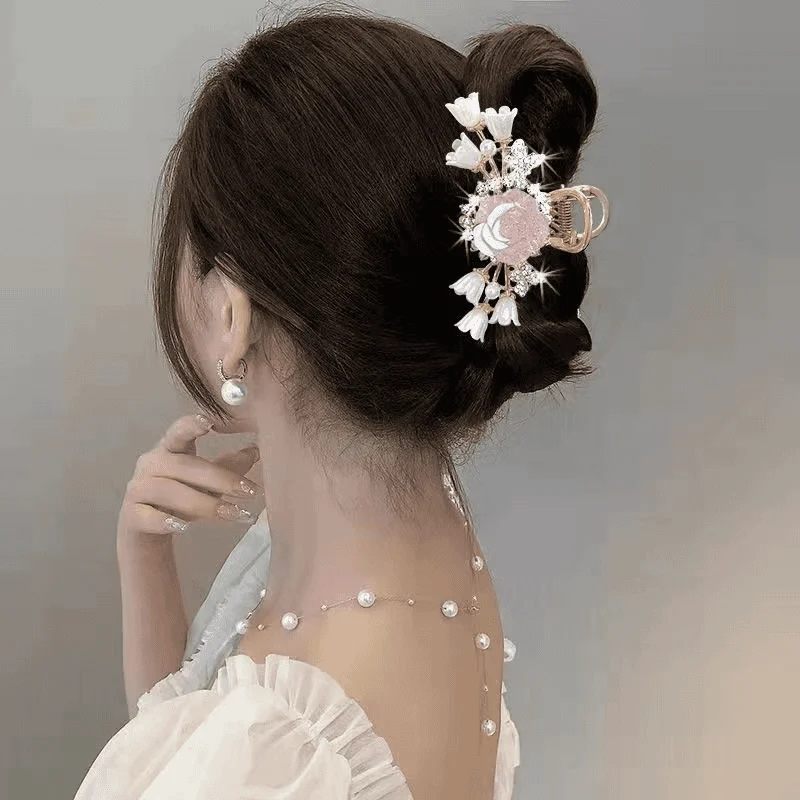 

Women 2025 New Headwear Fashion Casual Alloy Rose Flower Rhinestone Shiny Hair Claws Female Girls New Hair Clips Accessories