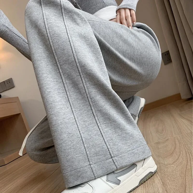 American Sports Sweatpants Autumn and Winter New High Waisted Straight Leg Banana Casual Wide Leg Pants Women's Pants