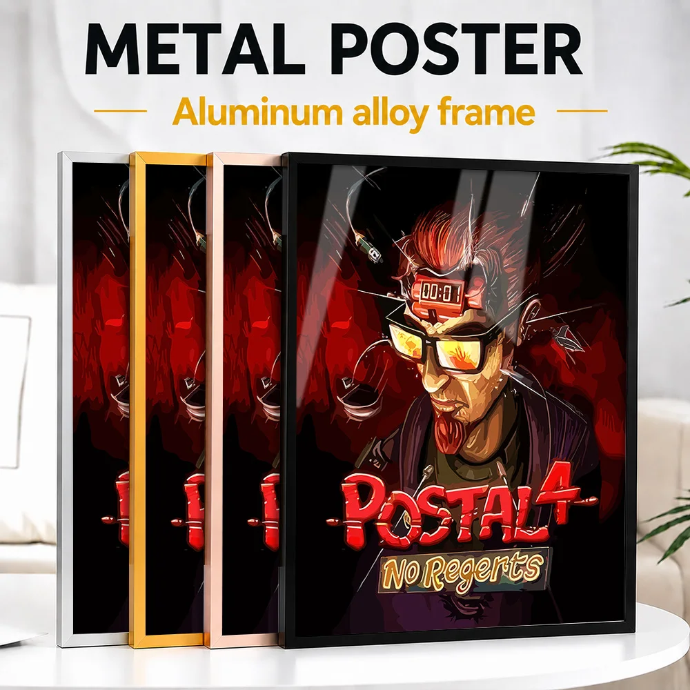 Postal 4 No Regerts Game Framed Metal Print Customized Photo Dynamic Adventure Style Wall Art For Bedroom Premium Collector Gift