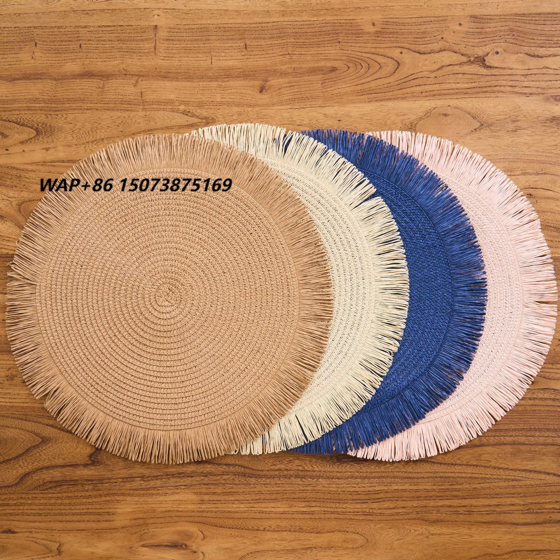 Factory Wholesale Nordic Style Round Braided Woven Placemats Table Mats Set Individual Para Comedor Place Mats