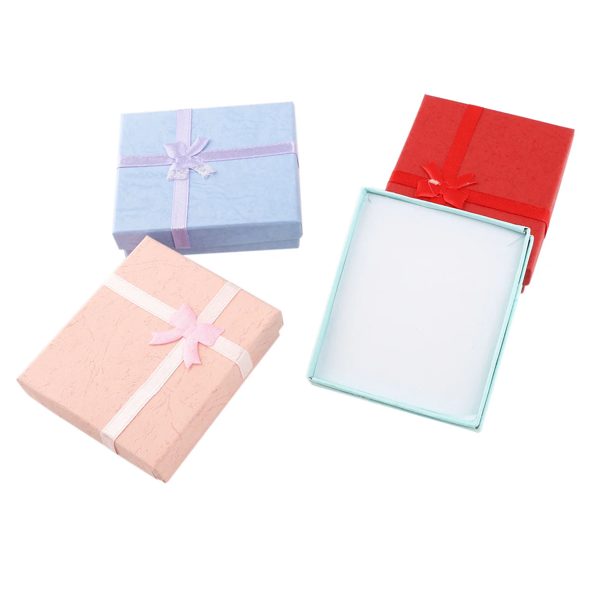 

16pcs 4 Colors 7*8Cm Bowknot Roseknot Style Jewelry Gift Box Earring Storage Case For Rings Necklaces Bracelets Packaging Box
