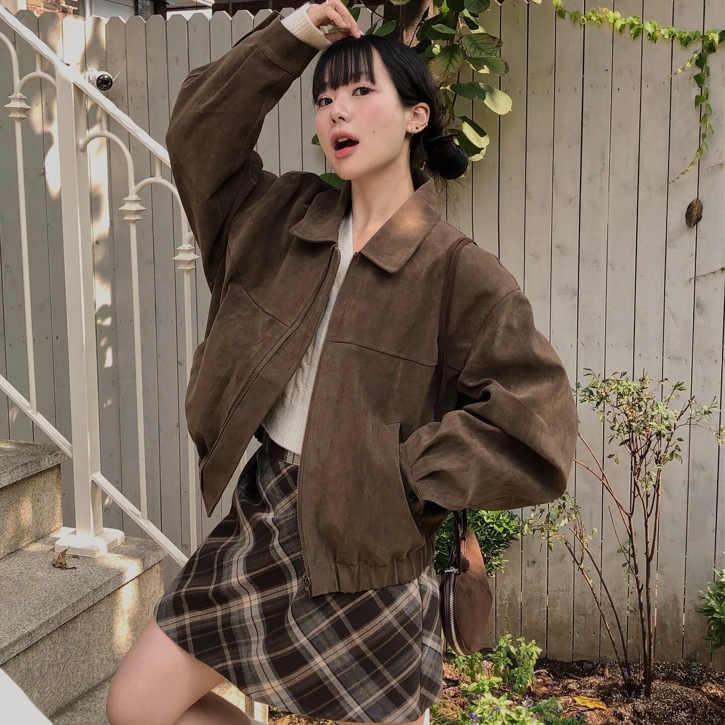 레트로 스프링 신상 루즈핏 캐주얼 롱 슬리브 스웨이드 야구 자켓 코트 (여성용) 프리미엄 퀄리티 가죽 코트