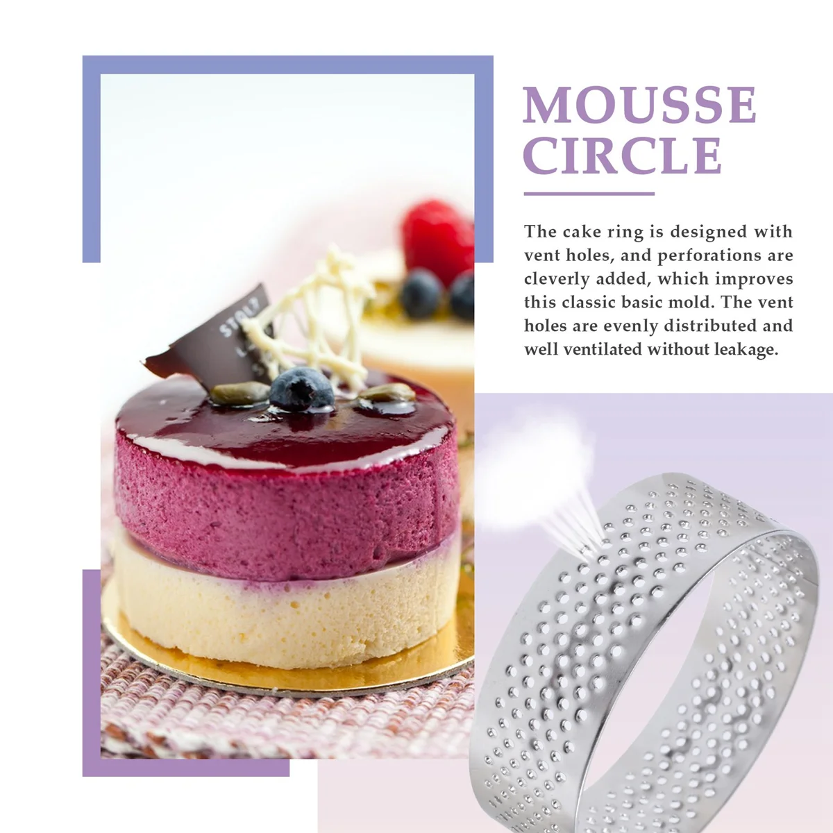 6 pçs 6cm anel de torta de aço inoxidável molde de tartlet cortador de círculo anel de torta resistente ao calor perfurado bolo mousse moldes