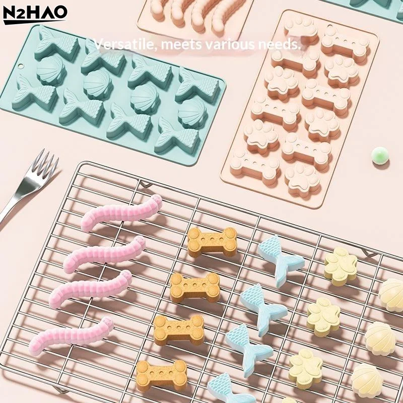 Marine Theme Fondant Silicone Mold,Seashell,Mermaid Tail,DIY Handmade Baking Tools For Mermaid Theme Cake Decoration