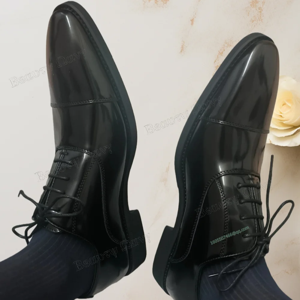 

Black Patent Leather Lace up Slip on Men Dress Shoes Pumps Men's Shoes Gentlemen Slip on Party Shoes Big Size 47 Sprig Autumn