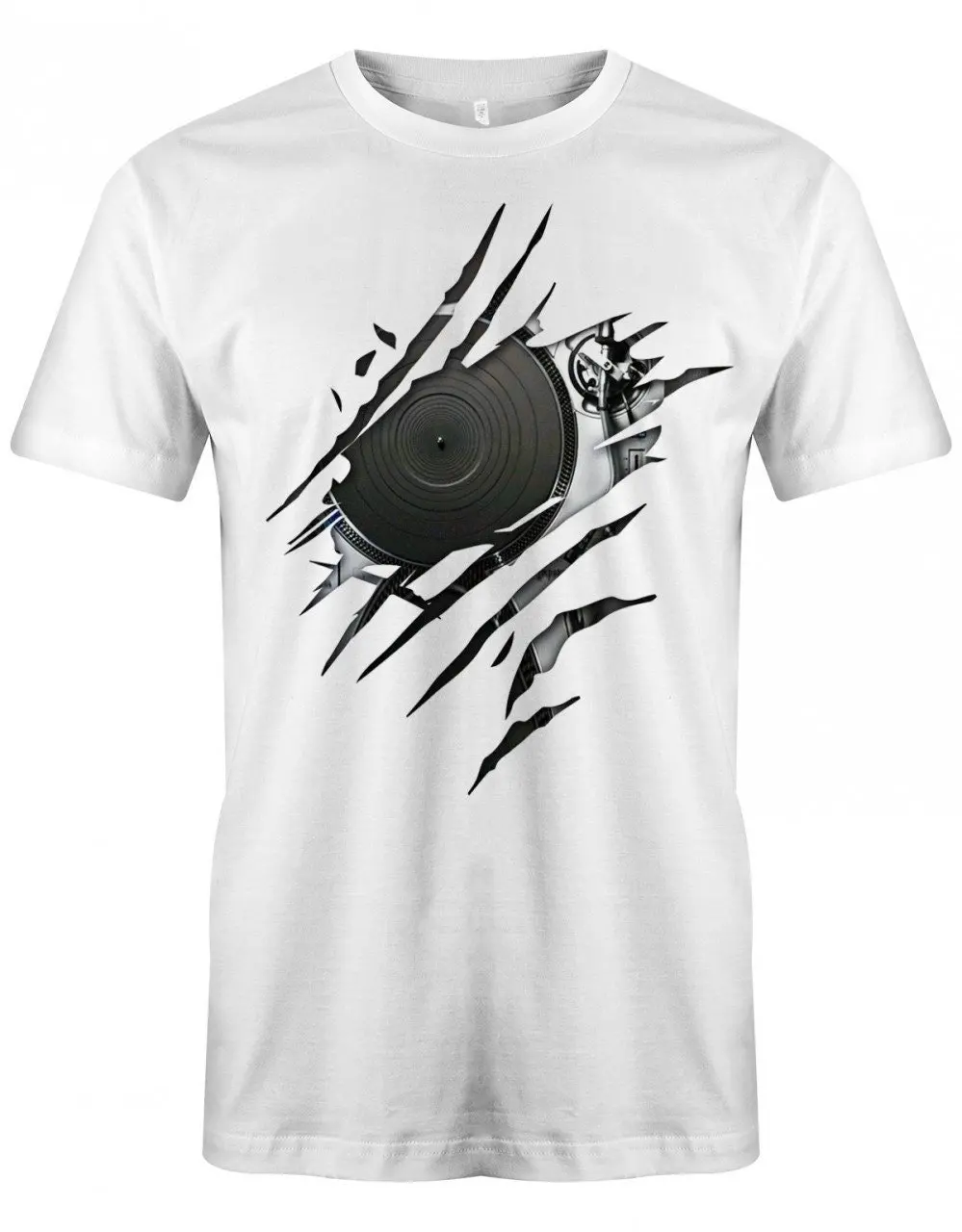 Plattenspieler Aufgerissene Brust Dj Herren T Shirt