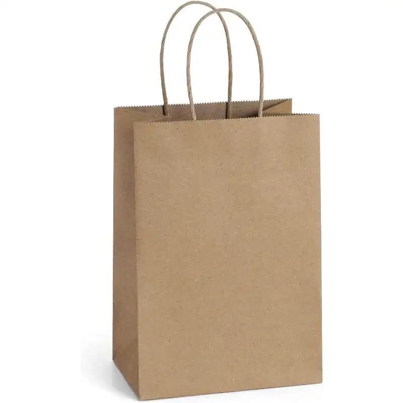 

100Pcs 5.25x3.25x8 Inches Gift Bags Small Paper Bags with Handles Bulk Kraft Brown Paper Gift Bags