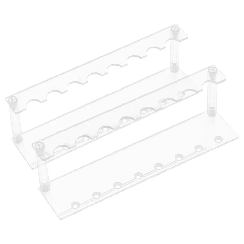 

2pcs Stationery Display Rack Acrylic Pen Holder Storage Stand for Desk Marker Fountain Pens Makeup Brushes Adjustable Layer