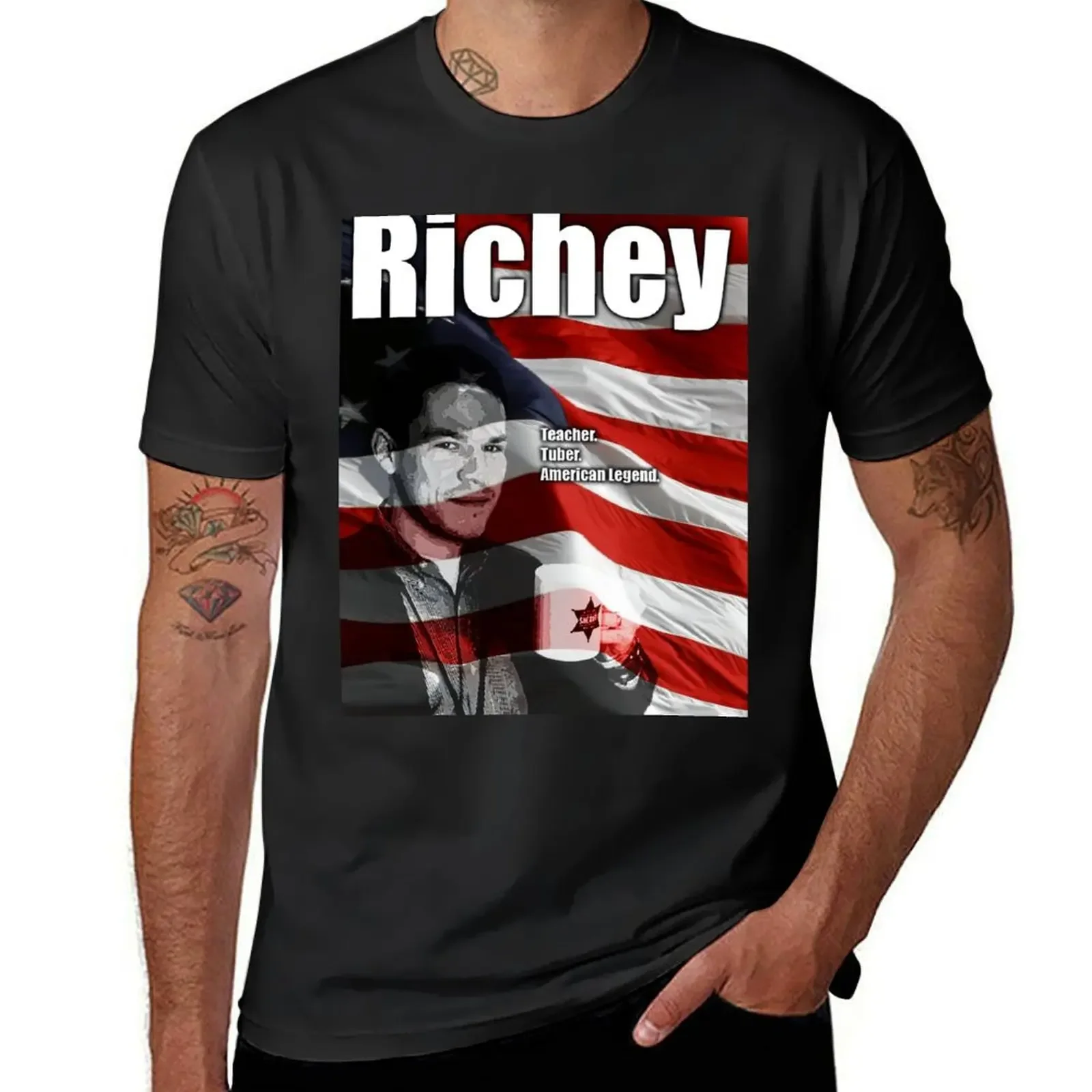 Richey - Teacher. Tuber. American Legend. T-Shirt vintage boys animal print customs hippie clothes t shirts for men graphic