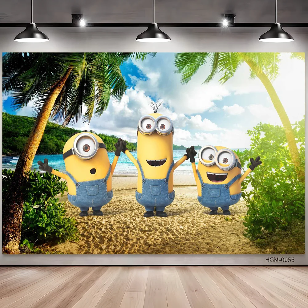خلفية فيلم كوميدي M-Minions للصور استوديو الأولاد استحمام الطفل حفلة عيد ميلاد سعيد خلفية التصوير الفوتوغرافي