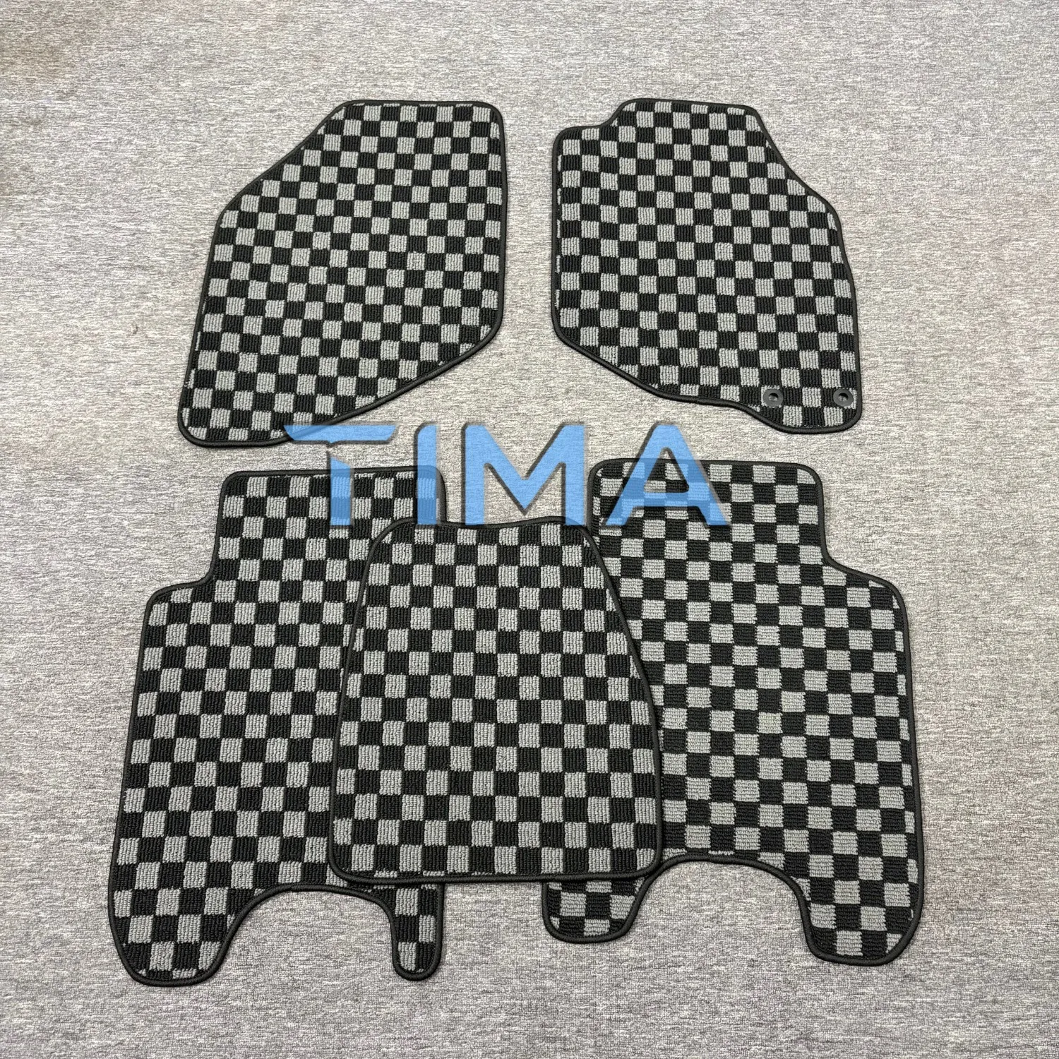 Front-Rear 5PCS Race Floor Mats Dice Checkered Car Mats Set for 2003-2007 Honda 1st Generation Fit right Hand Driveor