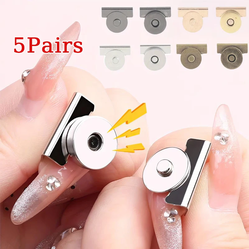 5Pairs Metal Seamless Magnetic Buckle for Bags - Magnetic Snap Buttons for DIY Buckle Closure Magnetic Snaps for Handbags