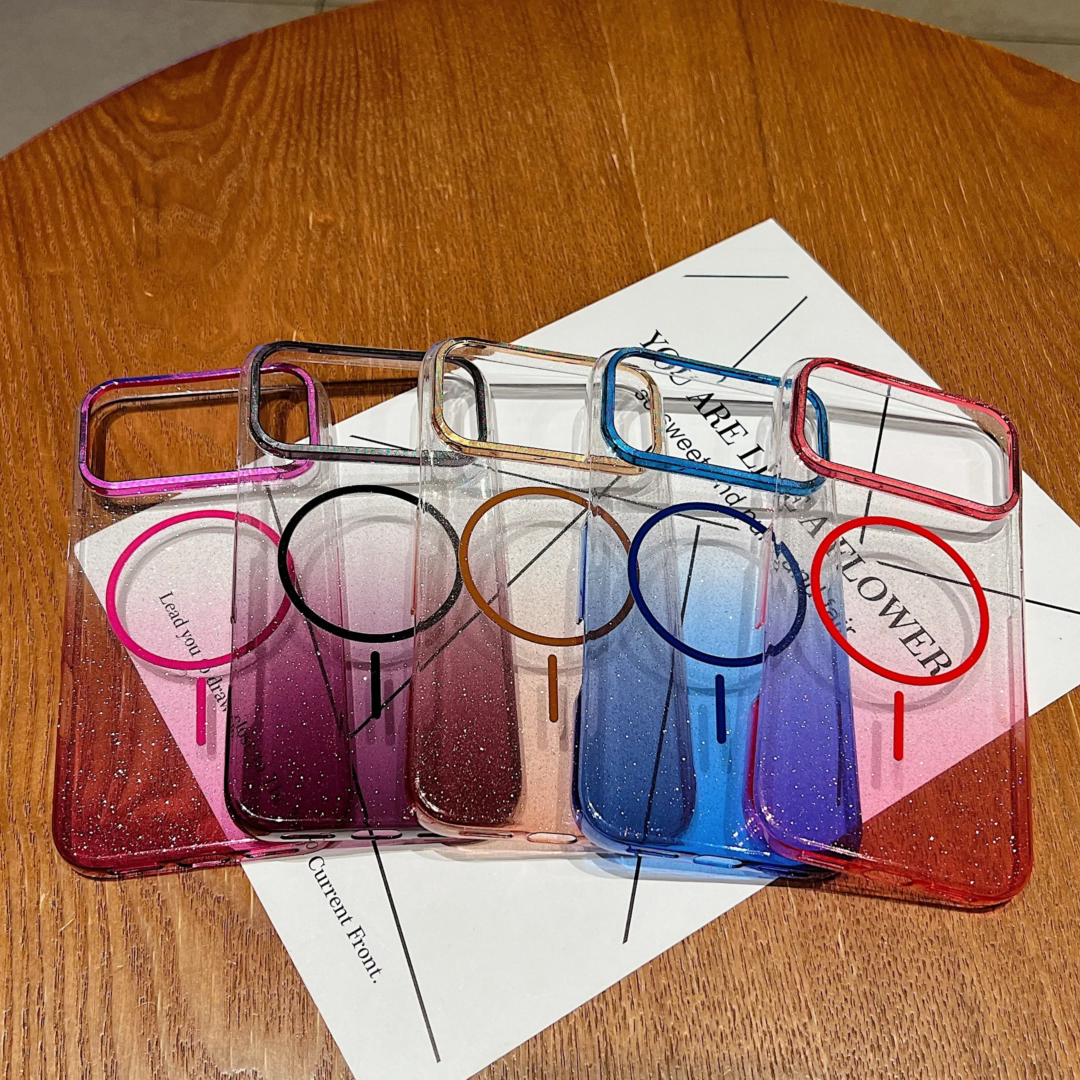 Für iPhone 17 17 Air 16 15 14 13 12 11 Pro Max Plus Magsafe Magnetische klare PC-Rückseite Neue Senior Glitter Gradient Phone Case