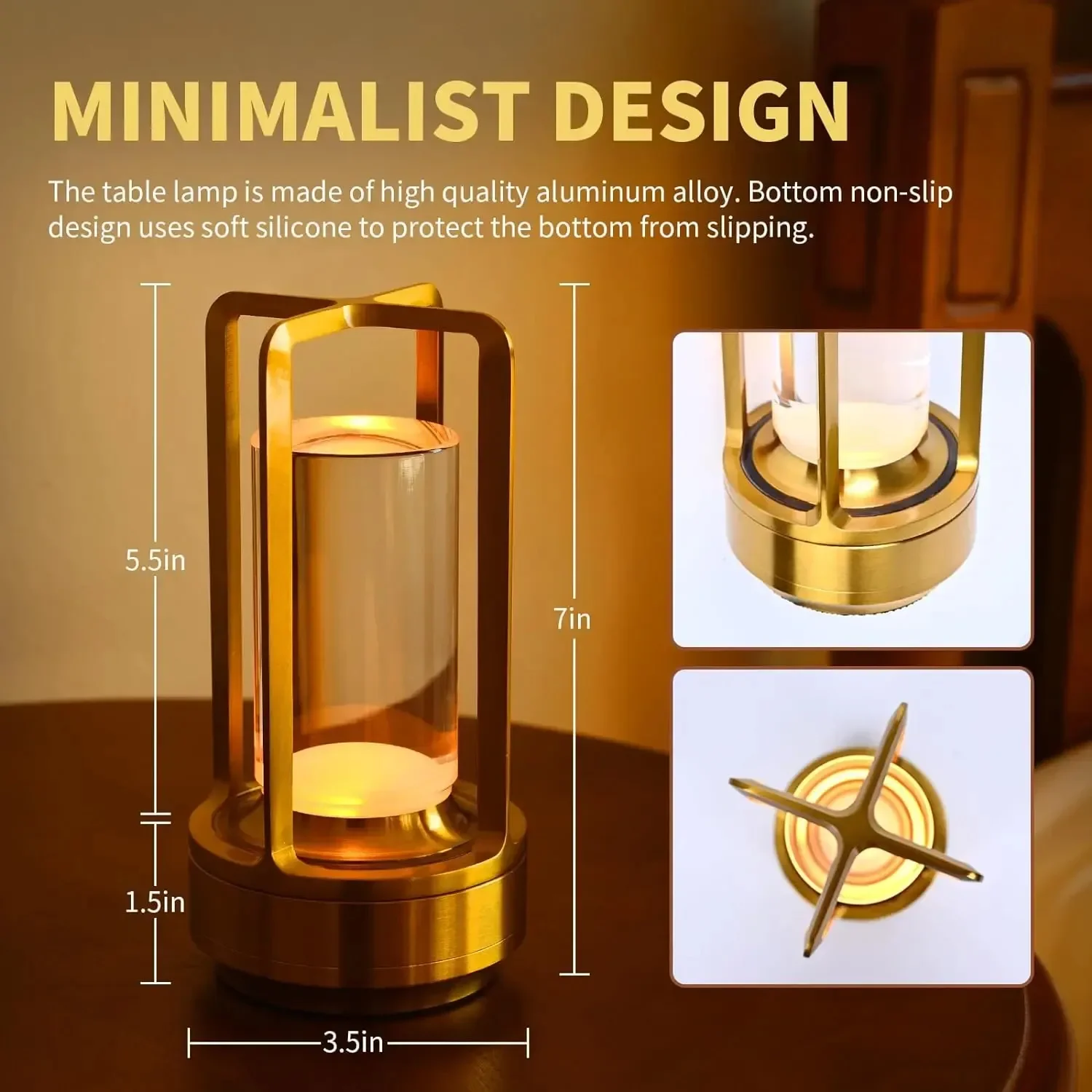 Touch Night Lamp 3 Modes Dimming Bedroom Bedside Lamp USB Charging Night Light Ambient Light Soft Light Table Lamp For Kids Gift