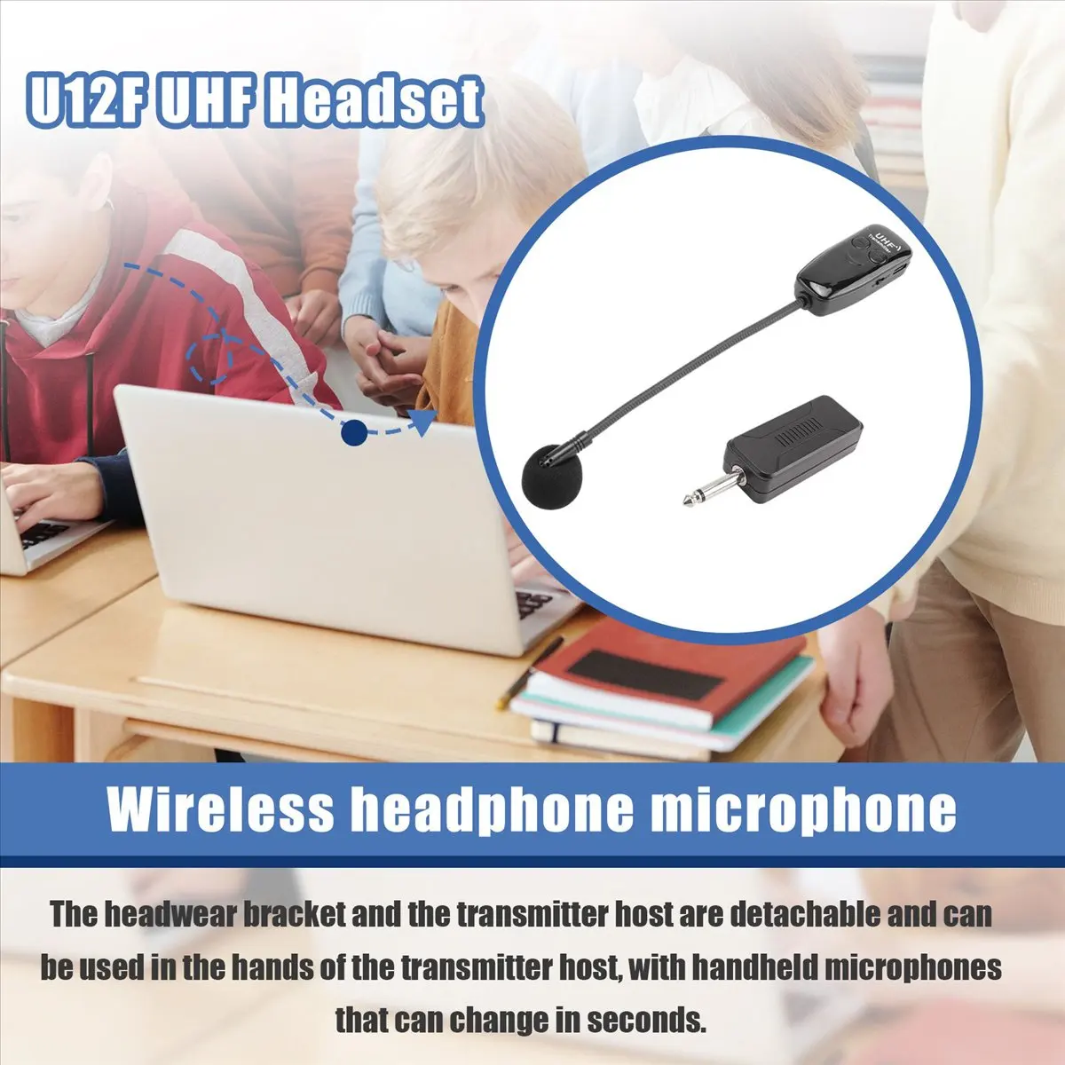 wilwill U12F Uhf One For Two Wireless Headset Microphone Amplifier Mixer Suitable For Teaching Guides Meeting Lectures