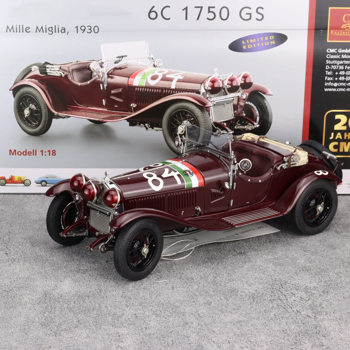

CMC 1:18 Alfa 6C 1750 GS #84 Simulation Limited Edition All Open Alloy Metal Static Car Model Toy Gift