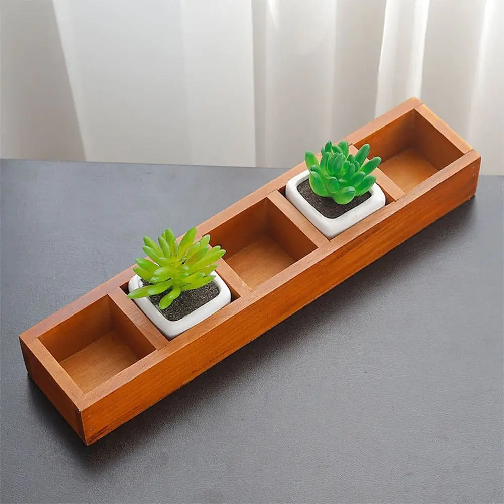 Multifunctional Succulent Flowerpot Wooden Multi-grids Flowerpot Wood Tray Jewelry Display Pallet Finishing Box Storage Box