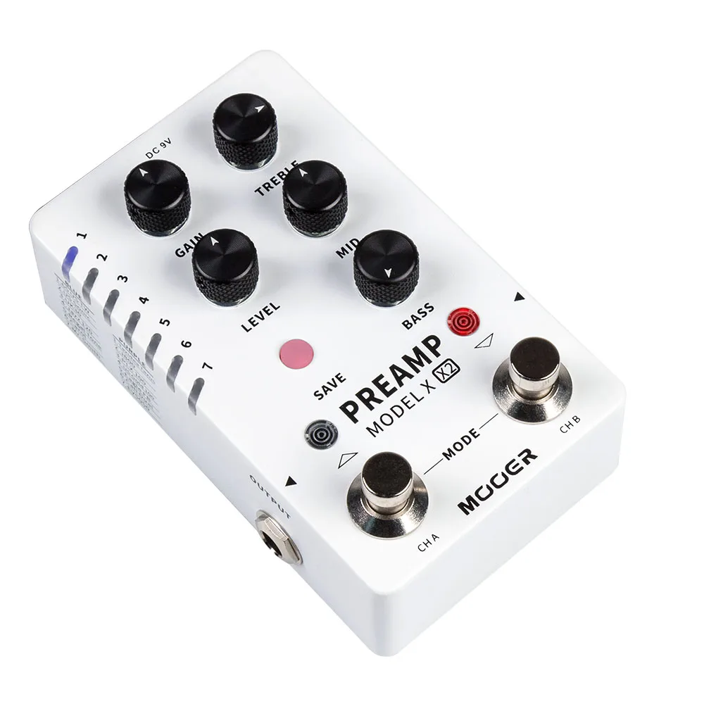 MOOER PREAMP MODEL X X2 Guitar Effects Pedal Preamp Pedal Digital Dual Channels Built-in 3 Cabinet Simulation 14 Preset Slots