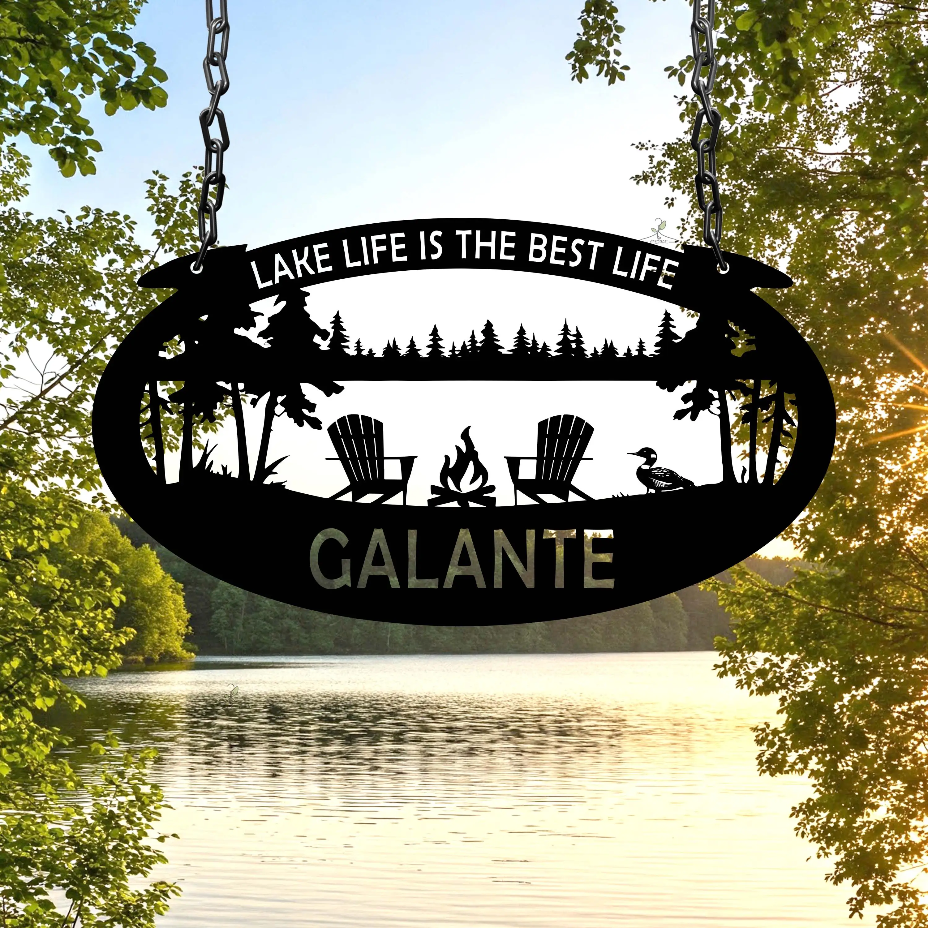 Custom Personalized Lake House Sign Name Lake House Decor Lake Life Wall Art Fishing Lover Gift