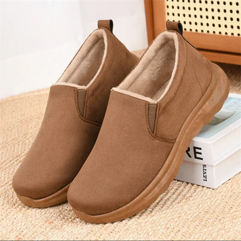 

Anti Slip Warm Shoe Women Cotton Shoes Plush Thickened Shallow Mouth Female Shoes Soft Sole Shoe Simplic Round Toe Flat Shoes