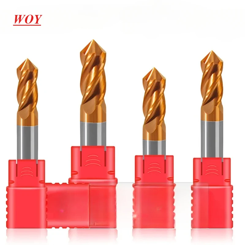 

WOY HRC55 Tungsten Steel Chamfering Cutter 4-Flute For Steel Spiral Groove 60° 90° 120° Solid Carbide End Milling Cutter