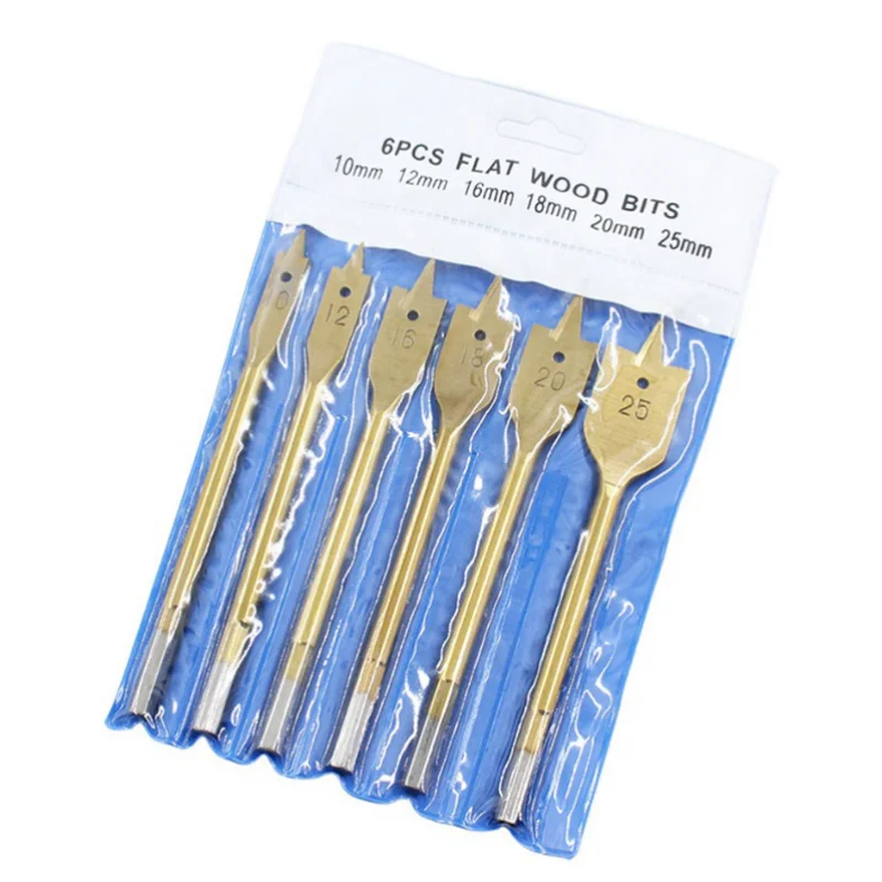 

Набор сверл Allsome, комплект из 6 Плоских насадок с шестигранным хвостовиком, 10/12/16/18/20/25 мм