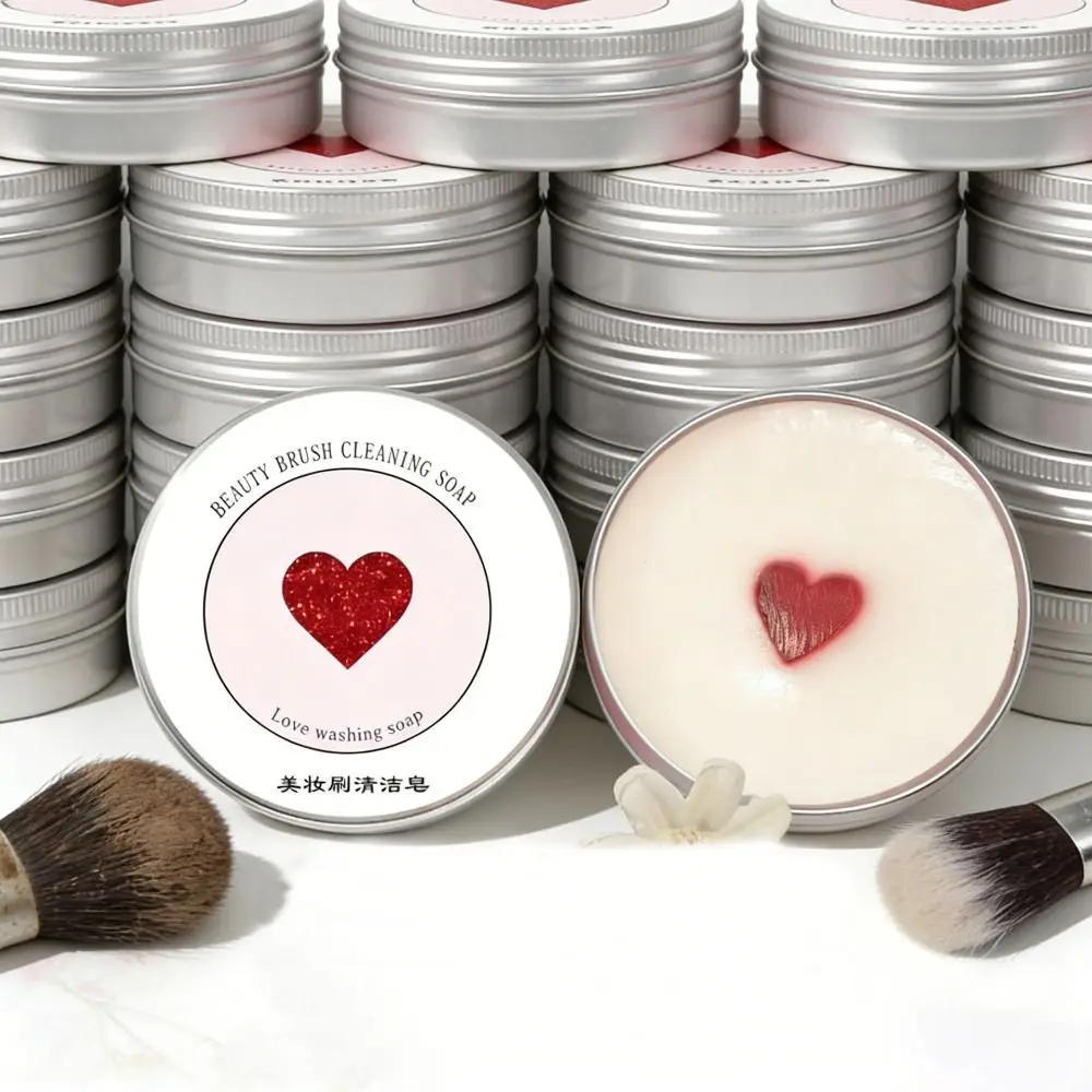 Hand-washing Makeup Brush Cleaner Soap Heart Shape Peach Scented Brush Cleaning Tool Deep Cleaning Color Removal Cleansing Soap