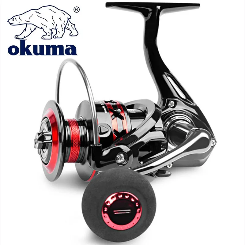 okuma FS2000-7000 Series Spinning Reels Max Drag 12kg Red Black EVA Knob Metal Spool Reel Fishing Reel for Saltwater Fishing