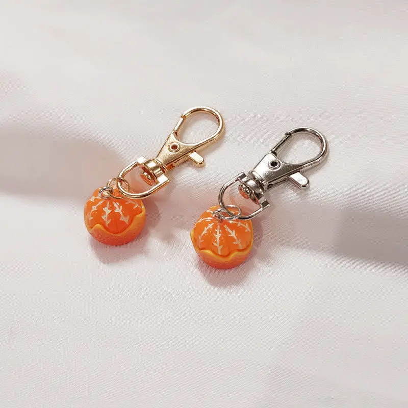 Resin Food Fruit Keychain Simulated Orange Key Chain Keyring DIY Funny Bag Charm Pendant Fashion Decor Accessory Gift