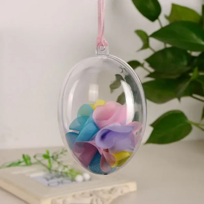 10/20/30Pcs Premium 4.4x6cm Clear Plastic Egg Shaped Balls Hollow Fillable Hanging Ornaments for Home Decor
