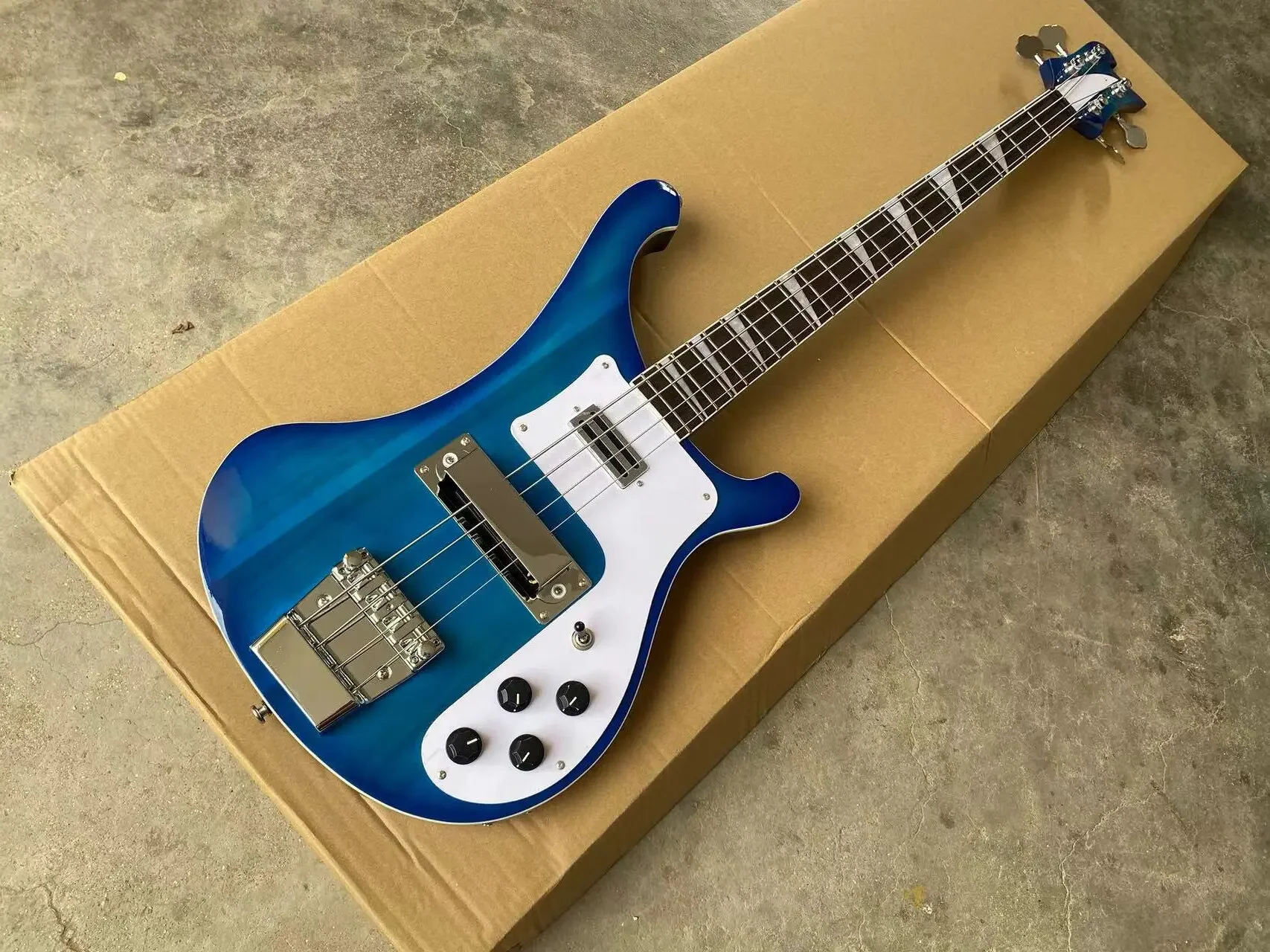 In Stock Blue Burst Electric Bass Guitar, Upgrade Adjustable Bridge Available, 20 Frets 4 Strings Bass Guitarra Free Shipping