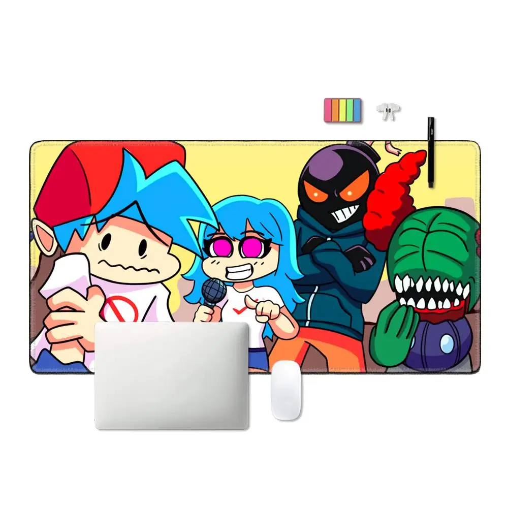 لوحة ماوس كبيرة XXL ملحقات الألعاب ألعاب المكتب لوحة المفاتيح حصيرة مكتبية غير قابلة للانزلاق للكمبيوتر المحمول ألعاب ساخنة ليلة الجمعة Funkin FNF Mousepad