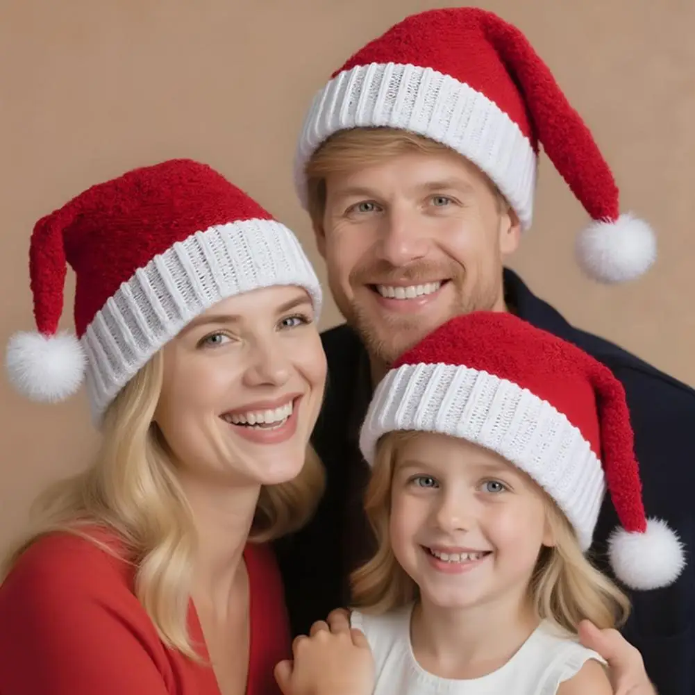 Ceremonial Christmas Gifts for Family Knitted Santa Hat for Kids Adults Soft Winter Christmas Party Accessory with for Family