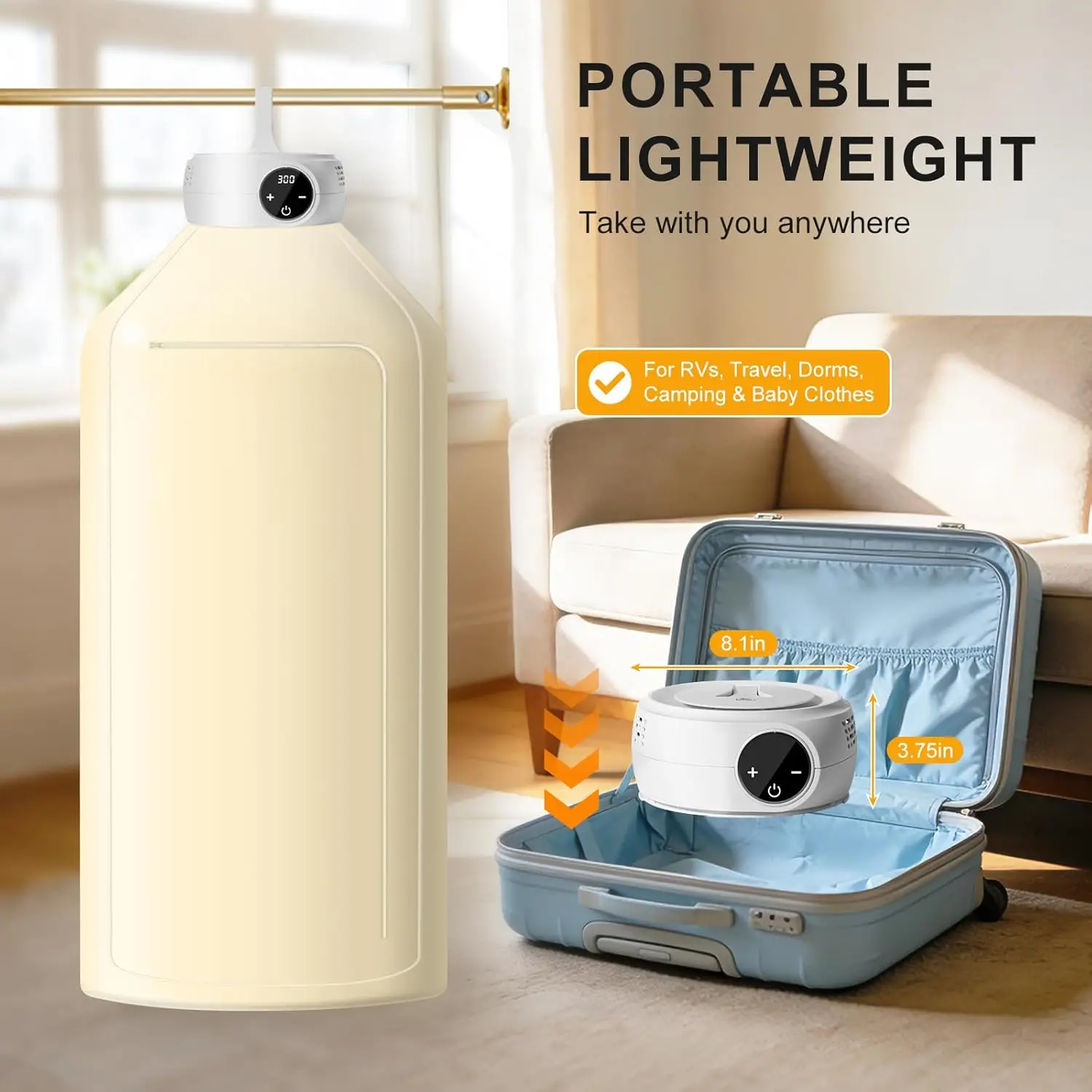 Secadora de Ropa Portátil, Mini Secadora Ligera para Secar Ropa Rápidamente en Apartamentos, Autocaravanas, Hoteles y Viajes