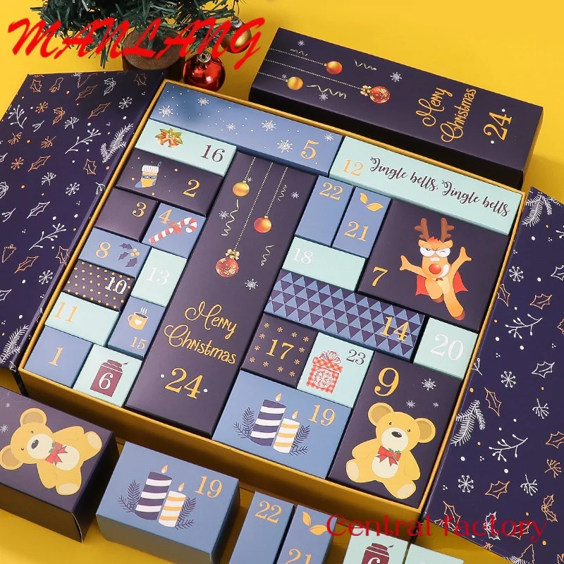 Caja de calendario de adviento de Navidad para niños, cuenta atrás personalizada, embalaje de regalo de actividad, vacío