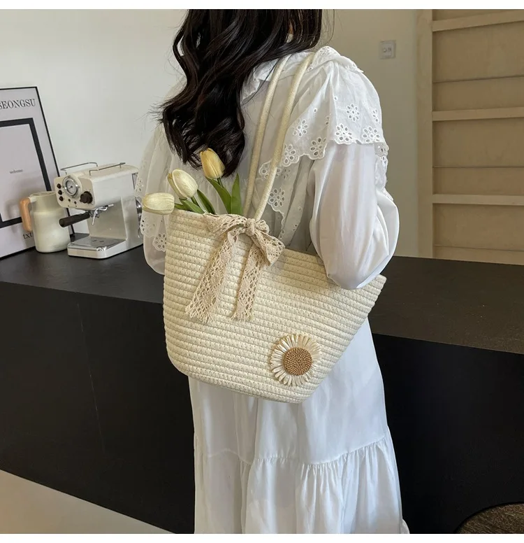 

Вместительная плетеная сумка-тоут, женская сумка через плечо, мягкая сумка для отпуска, идеальна для пляжа и поездок на работу