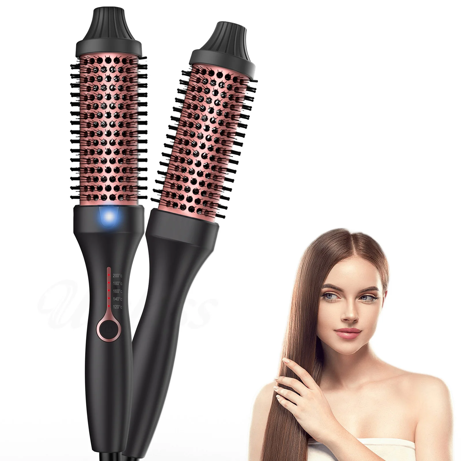 

3-in-1 Hot Air Comb, Thermal Brush, Curling Iron and Straightening Brush, 38mm Barrel, Dual PTC Fast Heating, 5 Temp Settings (1