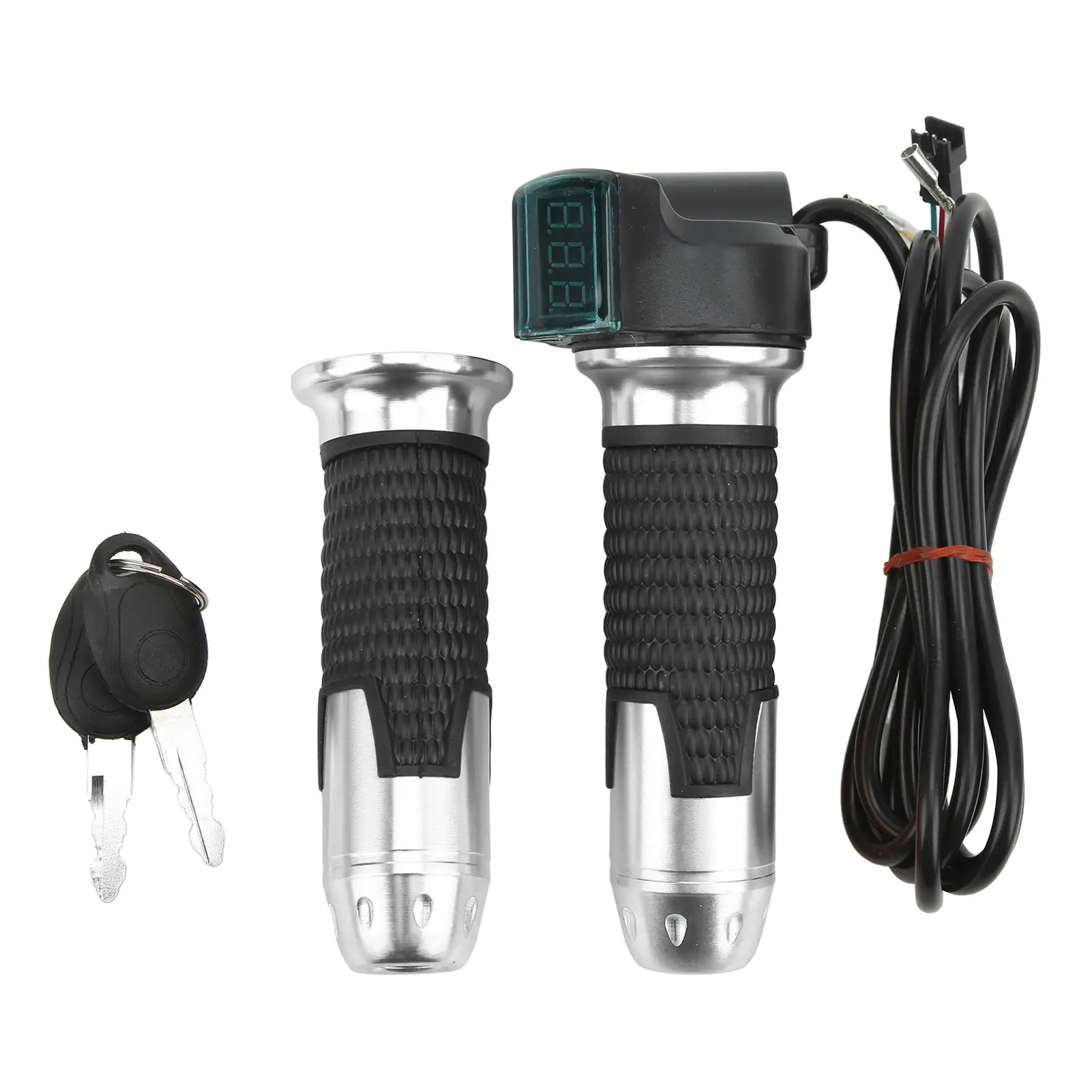 Digital Display Throttle Grip for 12v -99V E-Bikes, Electric Bicycle Throttle Handle with Key