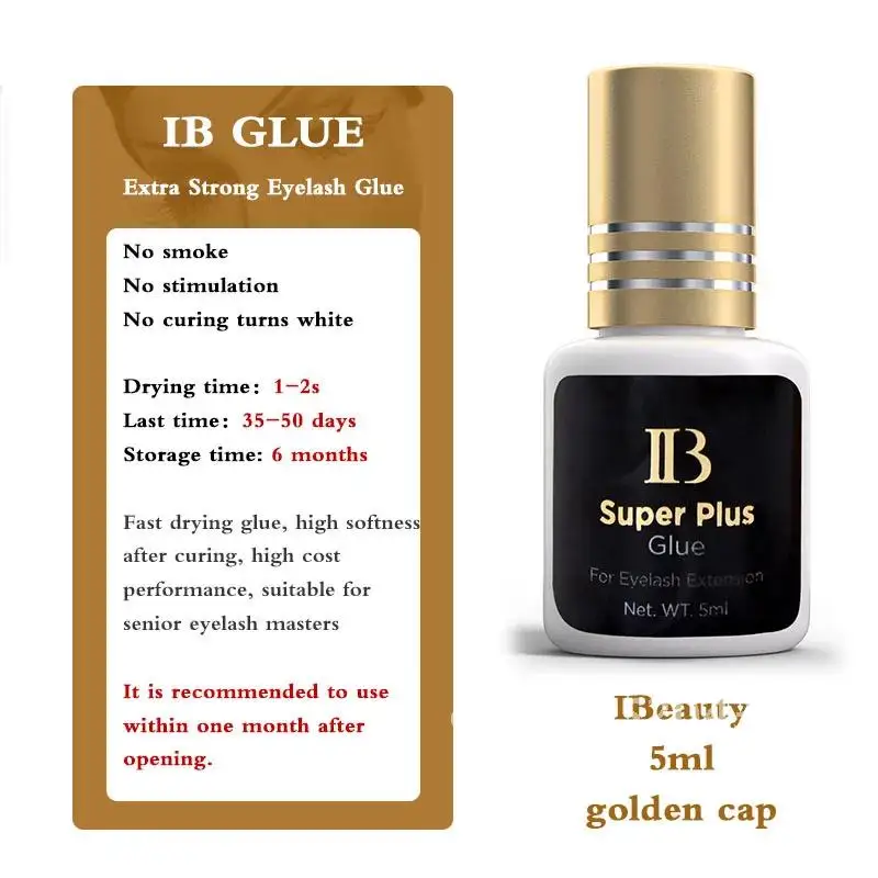 IBeauty Super Plus Colla per Estensione Salute Delle Ciglia Originale 5ml Nero Cola Oro Cap Corea 1-2Sec Strumenti di Trucco Ad Asciugatura Rapida Salute