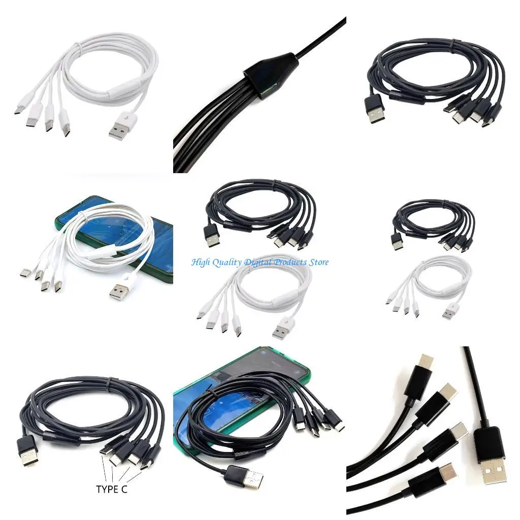 

U2JE Multi-Functional USB C Charging Cable with 4 Type-C Male Plugs, Multi Cable 2A Output 200cm/78.74in Long