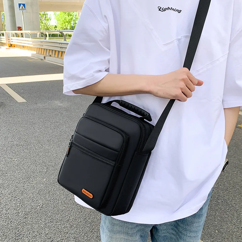 Picture 3: Men's casual business briefcase, waterproof nylon handbag, multi-layer pockets, single-shoulder crossbody bag
