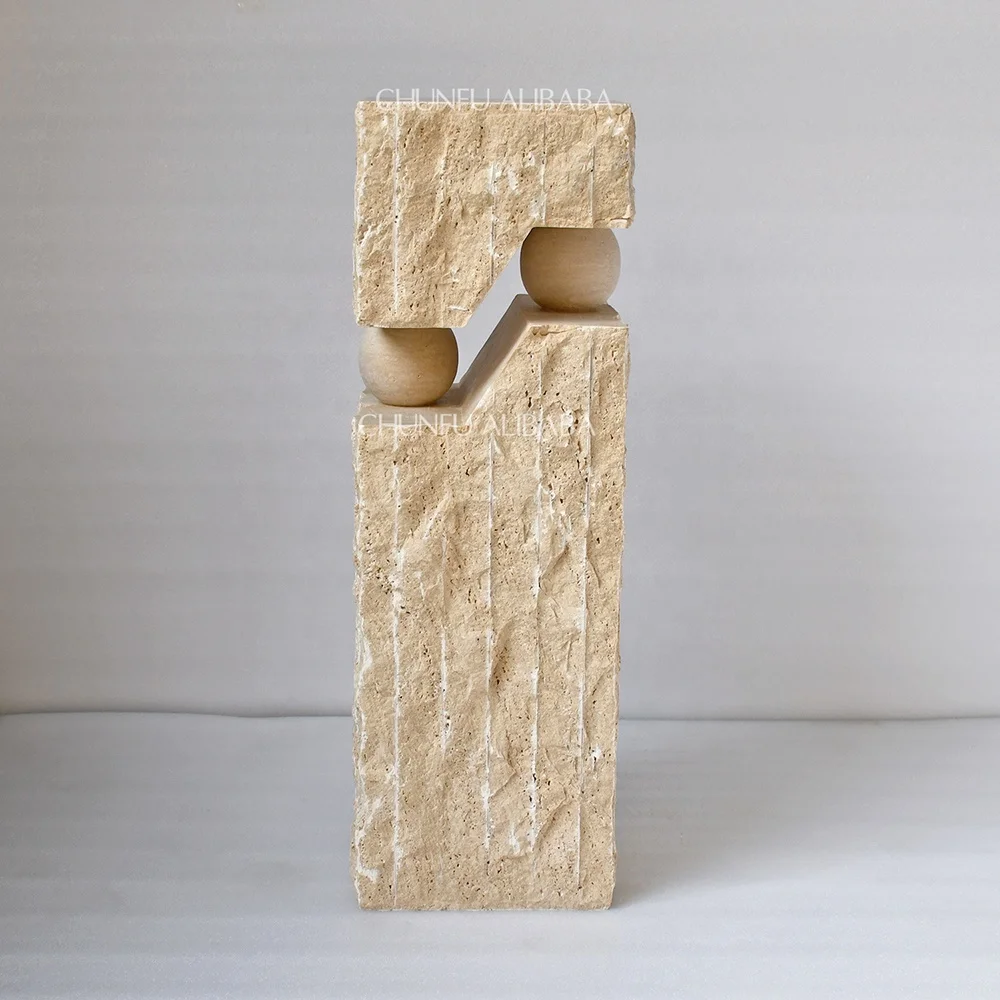 Nordic modern design marble base limestone block limestone side table personalized special-shaped home furniture