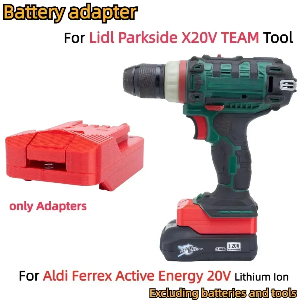 1 X Battery Adapter Converter for Aldi Ferrex Active Energy 20V Li-ion Battery TO Lidl Parkside X20V TEAM Cordless Power Tools