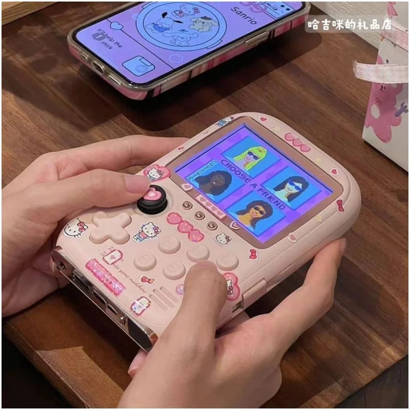 New Arrival Hello Kitty Mini Pink Game Machine Retro Handheld Console Soft Light Color Screen Birthday Gift For Girls Couple Toy